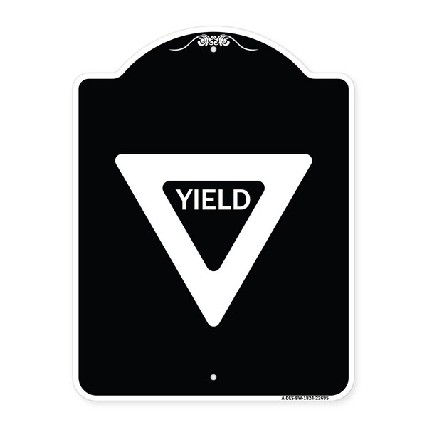 Designer Series Sign-Yield, Black & White Heavy-Gauge Aluminum Sign, 24" x 18", BW-1824-22695